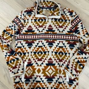 Men’s TELLURIDE Aztec Print 1/4 Snap Pullover Fleece Jacket, Size Medium